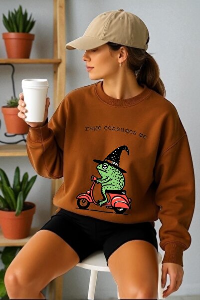 ArtYus Φούτερ Unisex με μακρύ μανίκι Frog Transfer με τύπωμα με λαιμόκοψη ποδ...