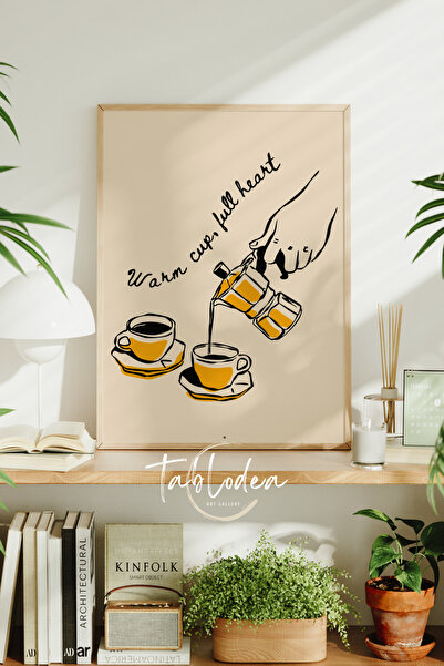 tablodea Ceașcă Caldă, Inimă Plină, Minimalist cu text, Poster înrămat pentru...