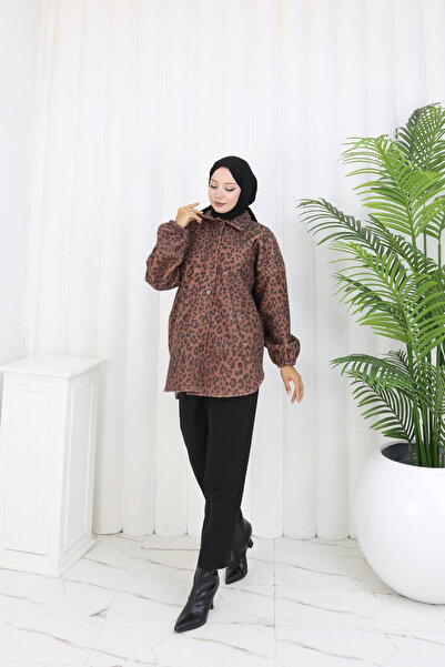 sorisso Μπουφάν με λεοπάρ σχέδιο από ύφασμα μπουκλέτ