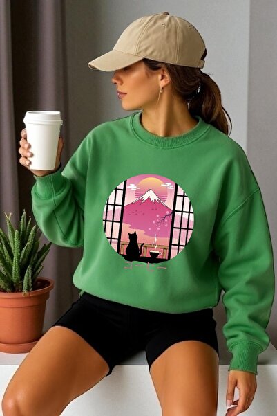 ArtYus Tricou unisex cu mânecă lungă Landscape pisică Transfer cu imprimeu gu...