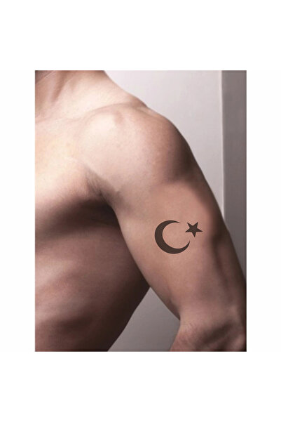 alsepeteavm Ay Yıldız-1 Türk Bayrağı Tattoo Geçici Dövme Şablonları Kına Kalıpları