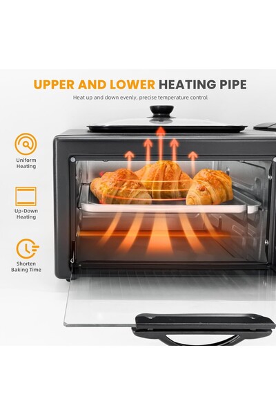 unbranded محطة إفطار 3 في 1 تتضمن ماكينة صنع القهوة وشواية غير لاصقة وفرن محمصة