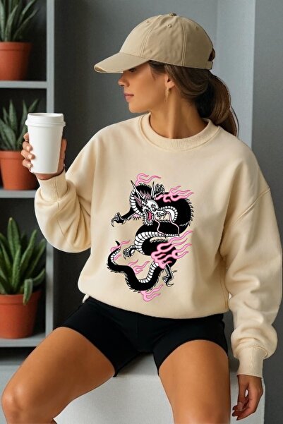 ArtYus Unisex dukserica sa dugim rukavima i transferom zmaja Štampano okrugla...