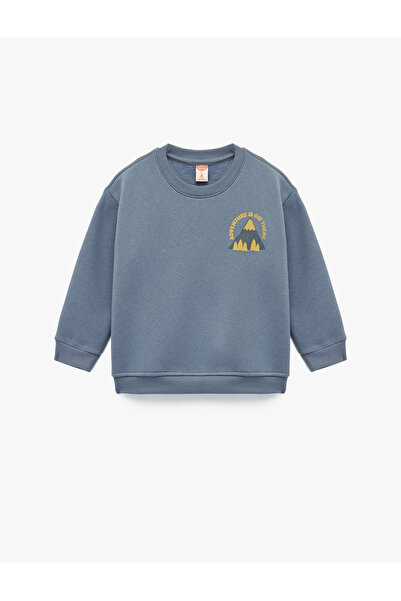 Koton Baskı Detaylı Bisiklet Yaka Uzun Kollu Sweatshirt