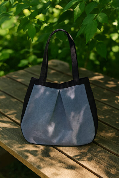 YUNUSOĞLU HOME Black Gray Multi-Purpose Premium Oversize Plain Medium Size Canvas Women's Hand and Shoulder Bag