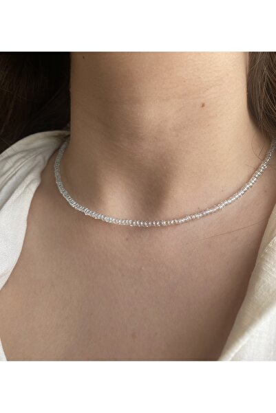 Anetta Jewelry Mavi cam boncuklu kadın tasarım şık kolye( kapama ve kilit çel...