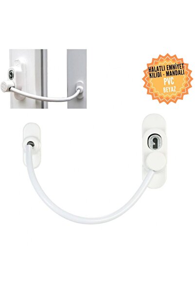 KOÇSAN Halatlı Pencere Güvenlik Emniyet Kilidi Mandalı Beyaz