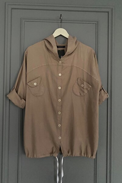 PDR PUDRA Women's Coffee Plus Size Butterfly Embroidered Sleeve Fold Cotton Linen Fabric Shirt Jacket