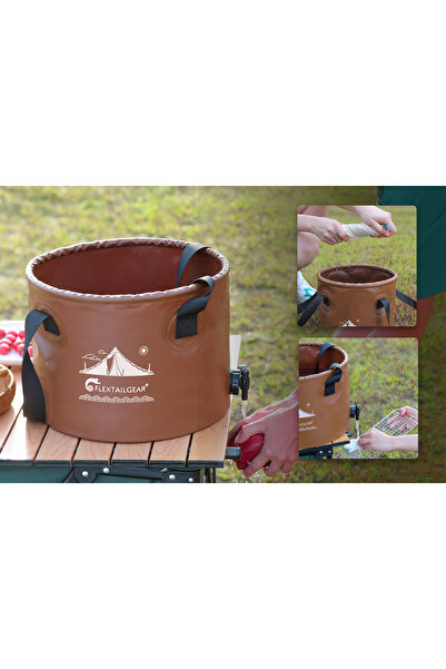 Flextail Galeata de camping rotunda, pliabila, impermeabila, 20L, cu robinet de scurgere