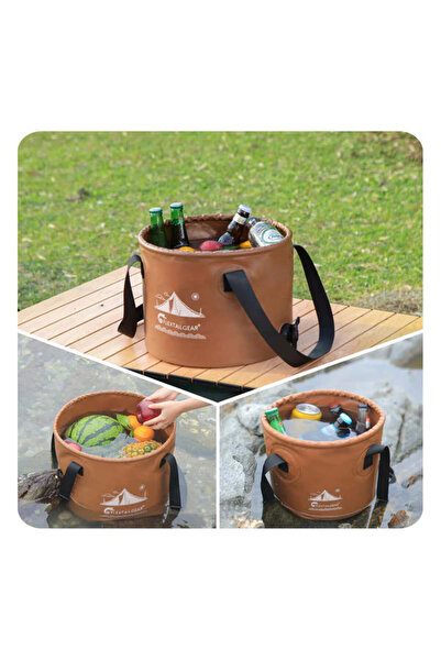 Flextail Galeata de camping rotunda, pliabila, impermeabila, 20L, cu robinet de scurgere