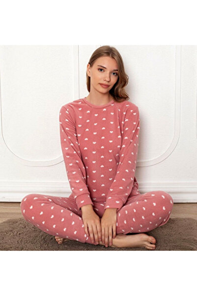 Star Fashion Pijama dama groasa, din polar fleece, pufoasa si calduroasa, imprimeu vesel