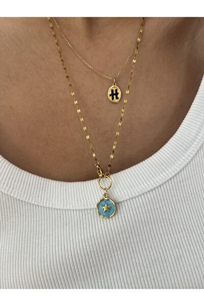 Hoop jewelery Steel Star End Detailed Necklace