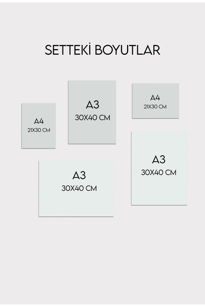 Kids Vintage Golf Ayıcık Temalı 5li Çerçevesiz Poster Set