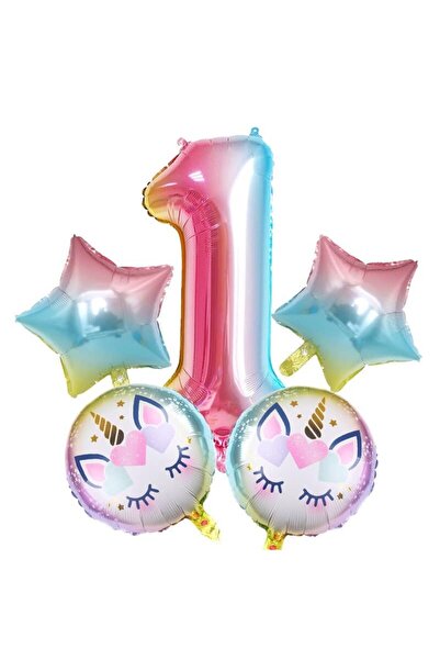 Baloane Vesele UNICORN BALLOON BIRTHDAY SET 1 YEAR SET246-1