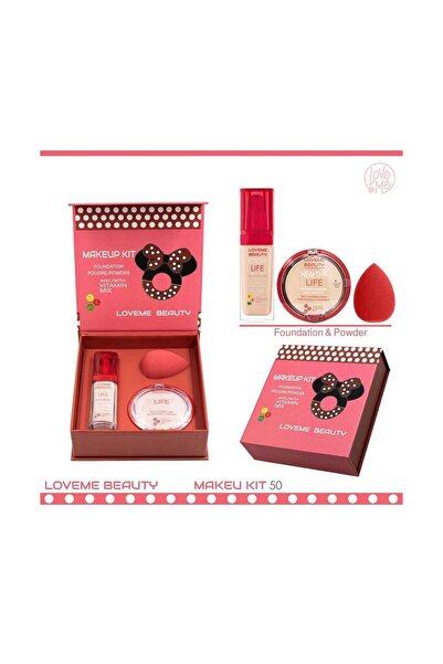 Lavmi علبة تجميل صغيرة - ٣ قطع (بودرة، كريم أساس، بيوتي بلندر)