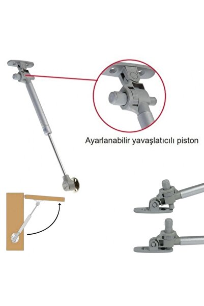 KOÇSAN Frenli Gazlı Piston Dolap Kalkar Kapak Amorsitörü Mat Gümüş Frenli 80 ...