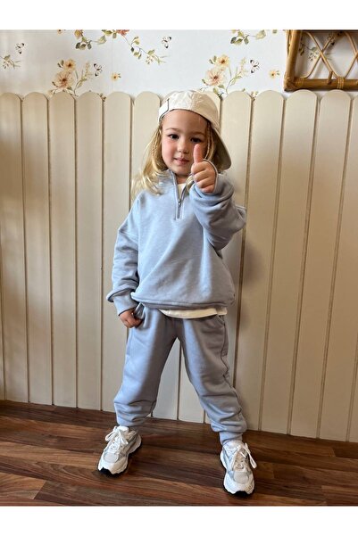 Sipsirin 100% Cotton 3 Thread Zippered Half-Fisherman Sweatshirt & Jogger Sweatpants Oversized Fit