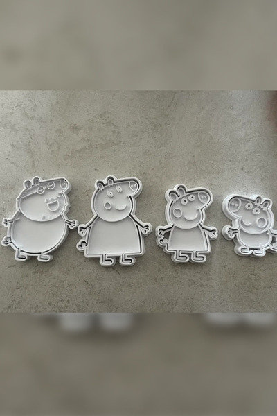 Genç 3D Peppa Pig Cookie Mold and Stamp Set – 4-Piece Food-Safe Pla Shaper