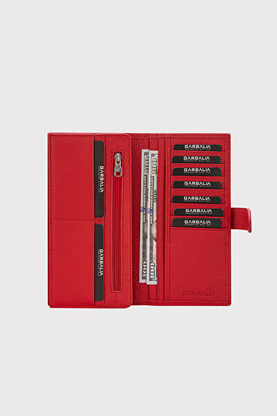 LUCCACCI Albert Genuine Leather Red Unisex Wallet with RFID Blocking Phone Compartment