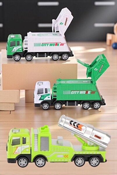 BYCEGU 02182 SÜERTMELİ METAL OYUNCAK ÇÖP KAMYONLARI 19 CMBİR ADETTİR