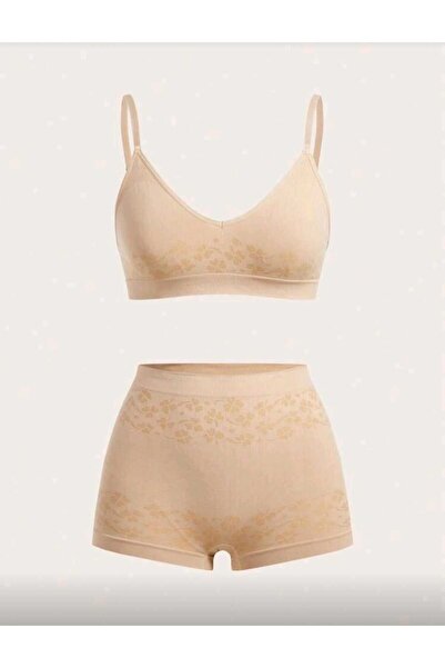 İltena طقم حمالة صدر رياضية وسروال داخلي يومي من قماش محبوك بدون خياطة