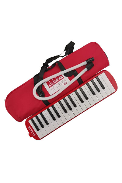 Südor 32 Tuşlu Melodika Taşıma Çantalı Notalı Melodika Kırmızı