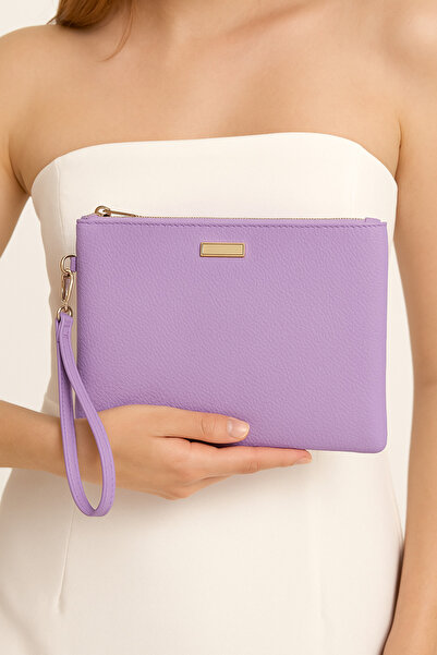 Bagfoni Metal Aksesuarlı El Askılı Portföy Clutch Çanta