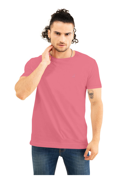 LAUREN SMITH Men’s Premium Textured Cotton Lycra Round Neck T-Shirt with High...