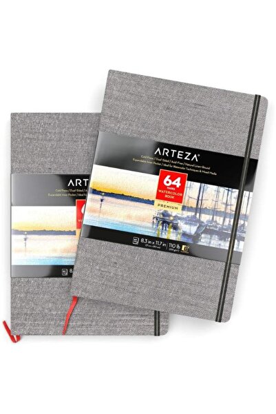 ARTEZA Watercolor Book, Gray, 8.3 x 11.7 inch, 1 pack