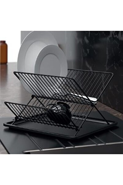 Silver Star Black Foldable Metal Dish Drying Rack 36 x 30 x 21 cm