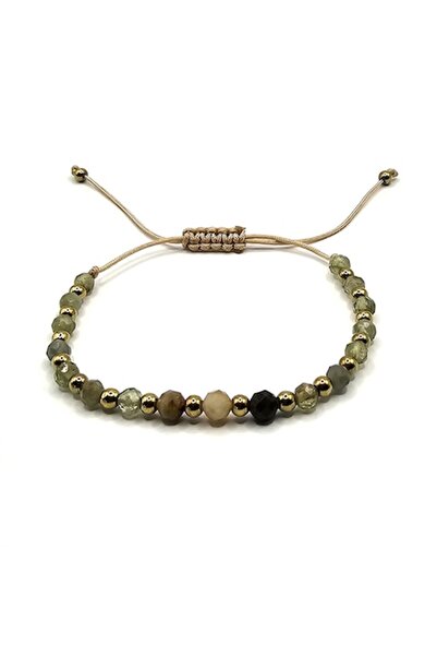 Lexy's Boutique Handmade, adjustable bracelet, Taurus zodiac sign, semi-precious stones Peridot, Hematite and Emerald
