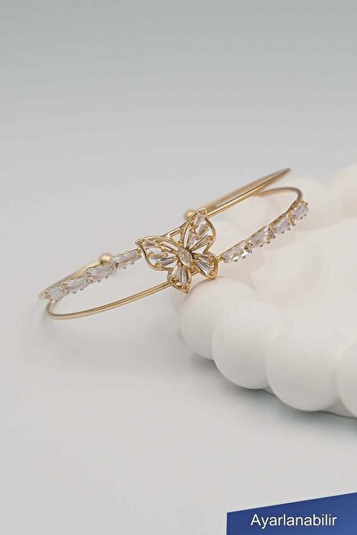 TREND COLLECTİON Zirkon Taşlı Kelebek Kadın Bileklik (Ayarlanabilir)