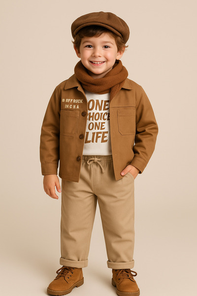 tinytrends Erkek Çocuk %100 Pamuk Snow Gabarin Takım 3'lü