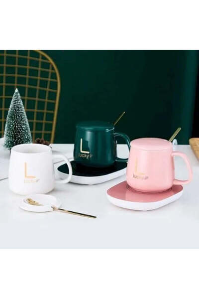 Deliny Ceramic Mug with Heater, Spoon, Constant Temperature 55°C, 220V, 400ml