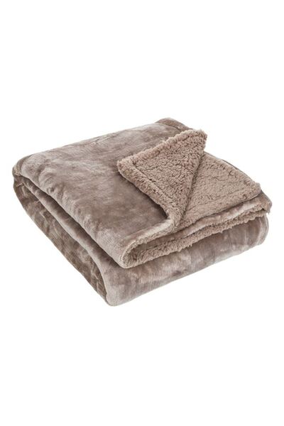 DavidaHome Soft, velvety, double-sided blanket, faux fur, 160 x 130 cm, brown