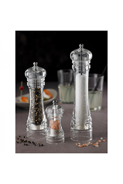 LEONE Transparent salt or pepper mill, 10 cm