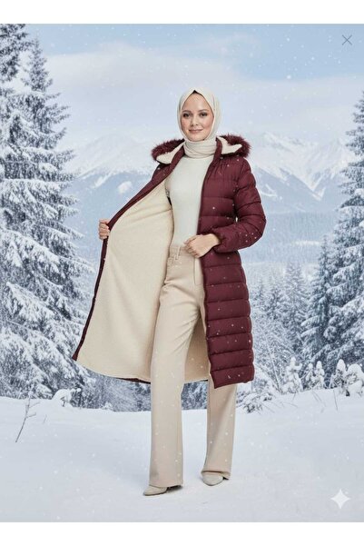 KMKkombin معطف نسائي رياضي كبير الحجم مبطن بالكامل بالفرو