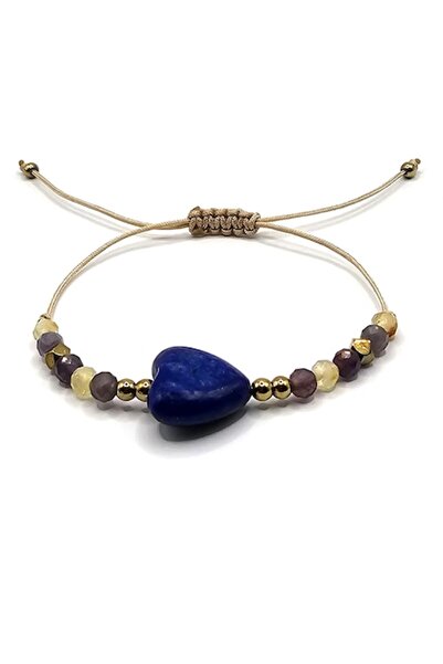Lexy's Boutique Bratara ajustabila, zodia Fecioara, pietre semipretioase Citrin, Ametist, Hematit, Lapis Lazuli