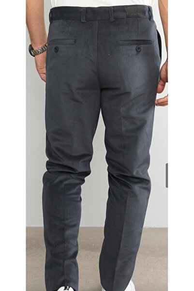 Rewoly ERKEK KLASİK KESİM ANTRASİT RENK KADİFE PANTOLON