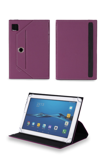 Velvoria General Mobile E-Tab 5 10.1" Tablet Uyumlu Standlı Üniversal Kapaklı Mor Tablet Kılıfı