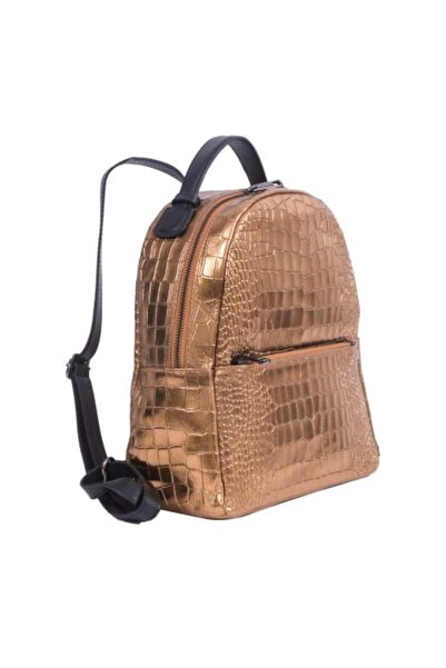 AZZURA Rucsac Freya, argintiu sidefat din piele naturală