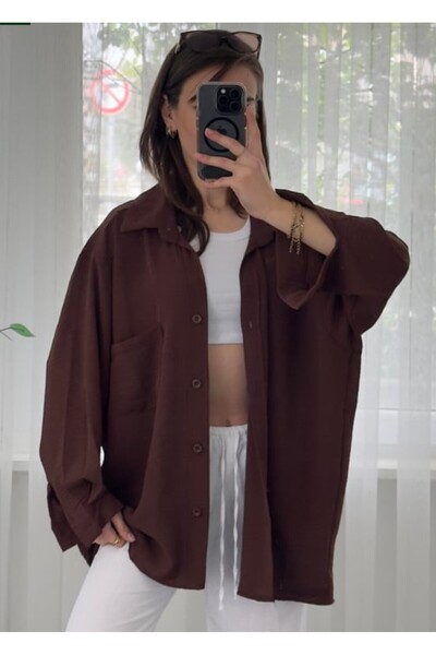 Mars İthal Ayrobin Kumaş Oversiz Tek Cepli Gömlek