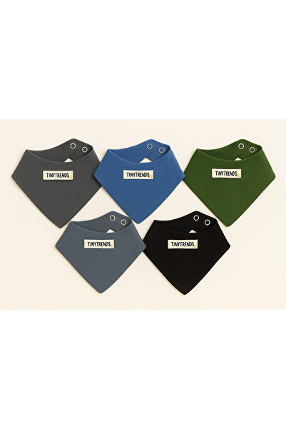 tinytrends 100% Cotton 5-Piece Muslin Adjustable Snap Fastener Baby Food Bib ...