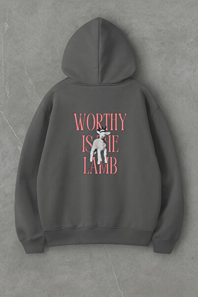 LORVEX Worthy Is The Lamb Imprimeu pe spate Pulover supradimensionat tricou