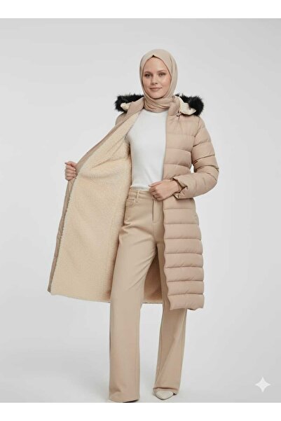 KMKkombin Women's Youth Sports Plus Size Fully Fur Lined Inflatable Coat