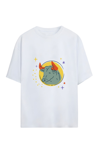 GraffTee تي شيرت قطني كبير الحجم للجنسين من برج الثور