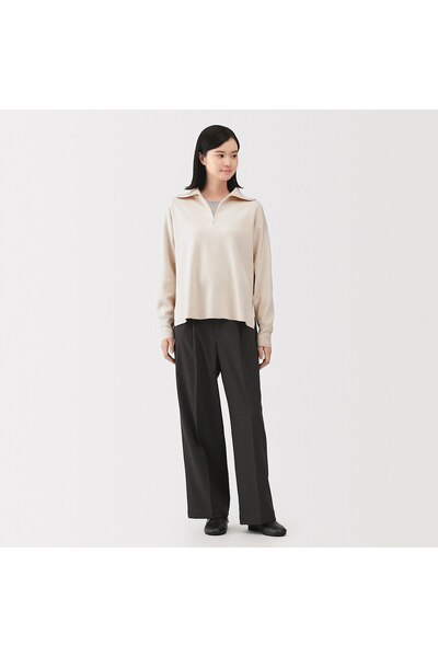 Muji Washable Milano Ribbed Half Zip Sweater