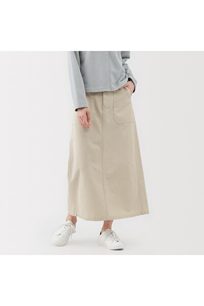 Muji Washed Herringbone Baker Straight Skirt