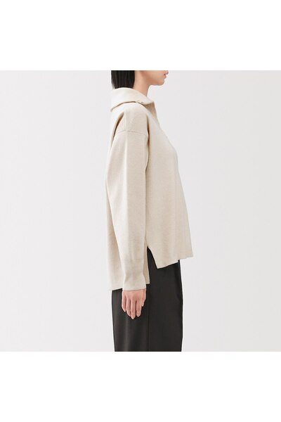 Muji Washable Milano Ribbed Half Zip Sweater