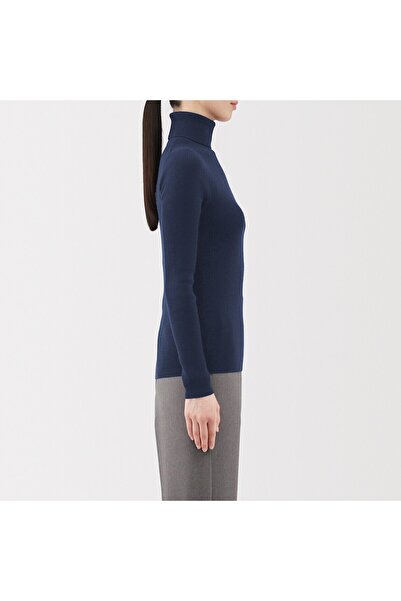 Muji Washable High-Gauge Ribbed Turtle Neck Sweater